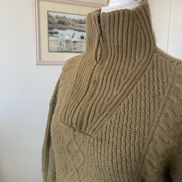 SKULL CASHMERE Alpaca Quarter-Zip Cable-Knit Brushed Wool Turtleneck - Picture 3 of 6